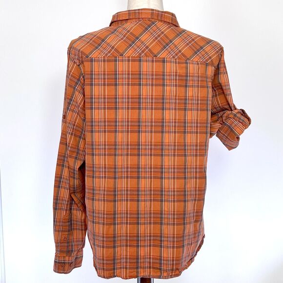 Cabela's 2XL Orange Plaid Button Up Shirt Plus Size - Picture 3 of 8